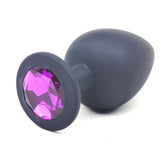 Black Silicone Anal Plug Large with Purple Diamond > Anal Range > Jewel Butt Plugs